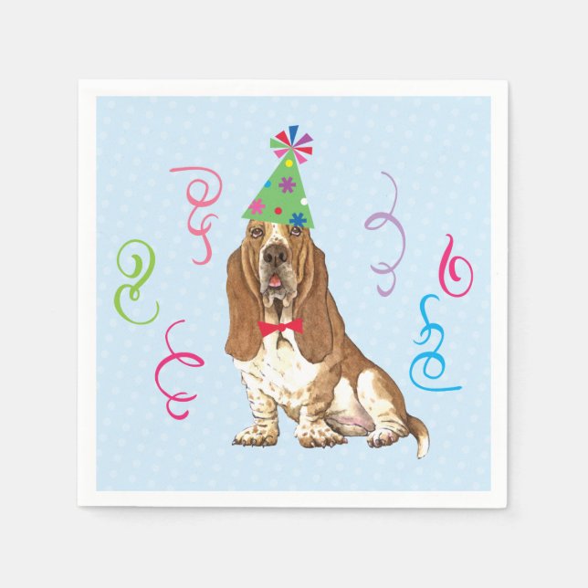 Birthday Party Basset Hound Serviette (Vorderseite)