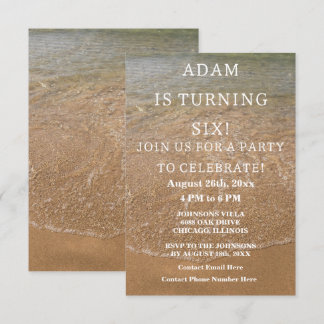 Birthday Party Beach Nautical Custom Trendy Landsc Einladung