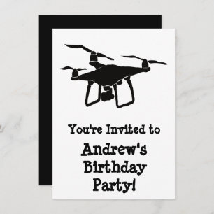 Birthday Party bei Black and White Drone Einladung