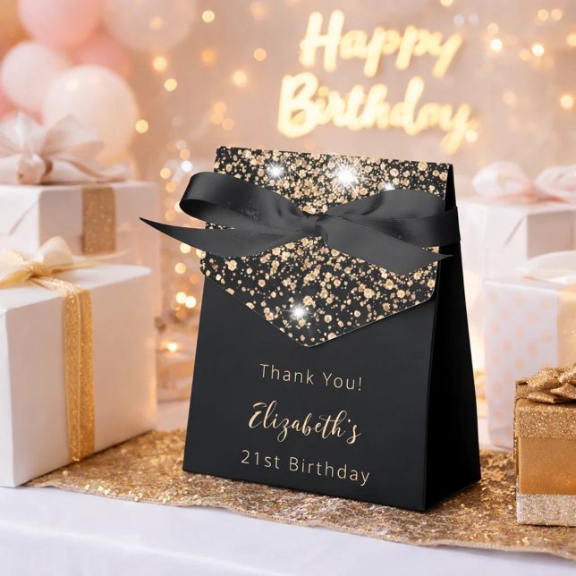 Birthday Party Black Glitzer Gold vielen Dank Geschenkschachtel (Von Creator hochgeladen)