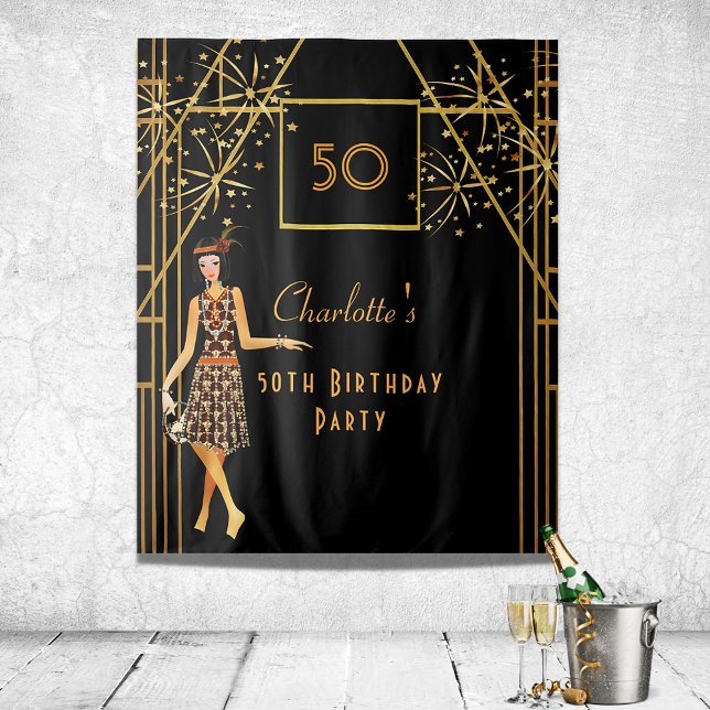 Birthday Party Black Gold 1920er Jahre Art Deko St Wandteppich (Von Creator hochgeladen)