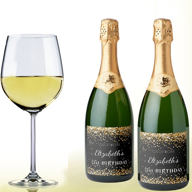 Birthday Party Black Gold Glitzer Staubname (Von Creator hochgeladen)