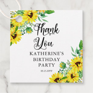 Birthday Party Boho Sunflowers Danke Geschenkanhänger