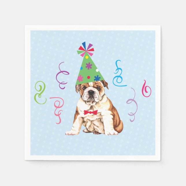 Birthday Party Bulldog Napkins Serviette (Vorderseite)