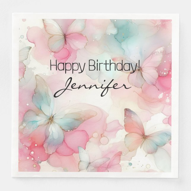 Birthday Party Butterfly Paper Napkin Serviette (Vorderseite)