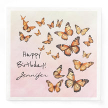 Birthday Party Butterfly Paper Napkin