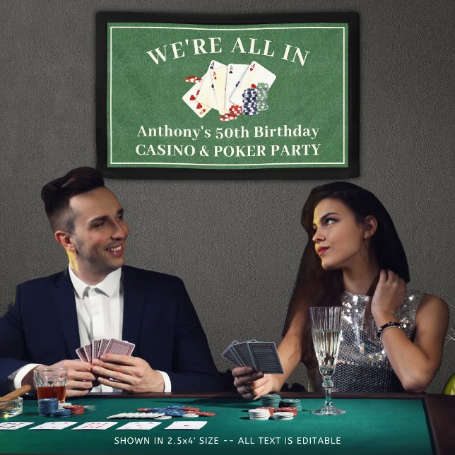 Birthday Party Casino Poker Vegas Personalisiert Banner (Von Creator hochgeladen)