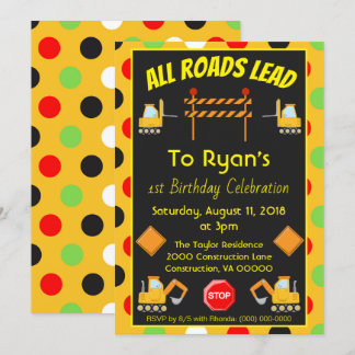 Birthday Party Construction Truck Einladung
