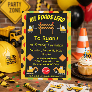 Birthday Party Construction Truck Einladung