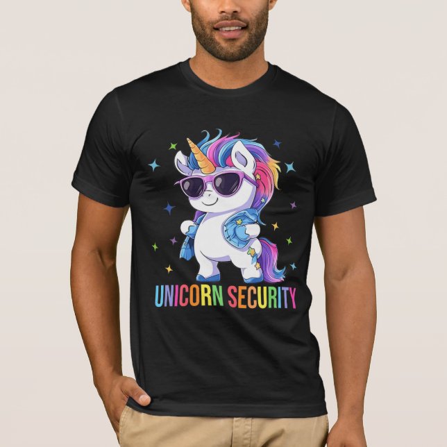 Birthday Party Dad Mom Daughter Unicorn Security  T-Shirt (Vorderseite)