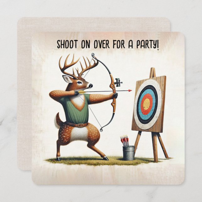 Birthday Party Deer Archery Einladung (Vorne/Hinten)