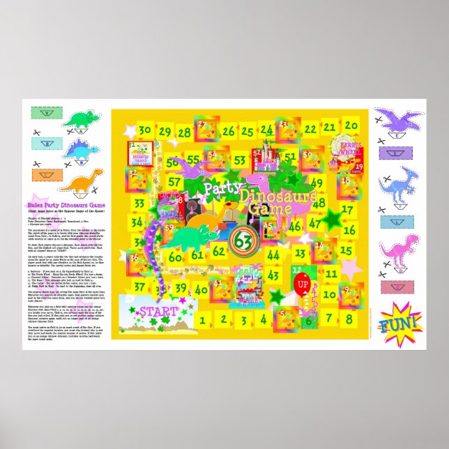 Birthday Party Dinosaurs Game Poster (Vorne)