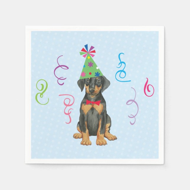Birthday Party Doberman Napkins Serviette (Vorderseite)