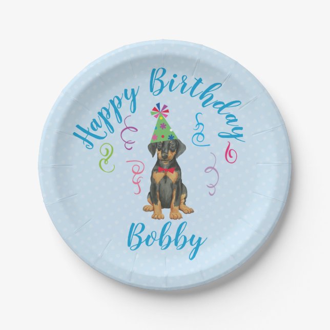 Birthday Party Doberman Paper Teller (Vorderseite)