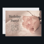 Birthday party Einladung 85 Years<br><div class="desc">Auf Beautiful delicate image of a rose in soft pink tones. Eine Einladung.  Change back to your own party details</div>