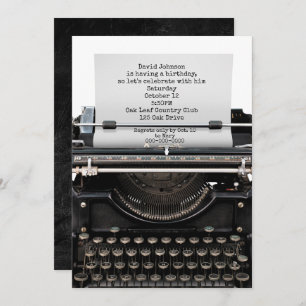 Birthday Party Einladung auf alte Schreibmaschine