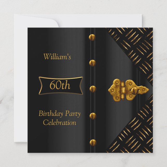 Birthday Party Elegant Rost Gold Black Einladung (Vorderseite)