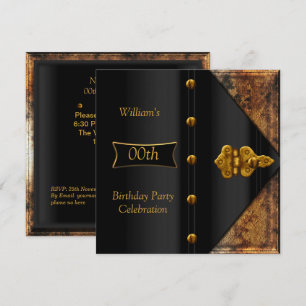 Birthday Party Elegante Mens Rusty Gold Black Einladung