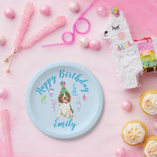 Birthday Party English Springer Spanie Paper Plate Pappteller