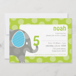 BIRTHDAY PARTY ERSUCHT: Elefant + Nummer 1L Einladung
