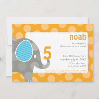 BIRTHDAY PARTY ERSUCHT: Elefant + Nummer 2L Einladung