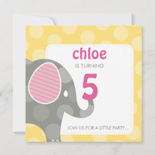 BIRTHDAY PARTY ERSUCHT: Elefant + Nummer 3SQ Einladung
