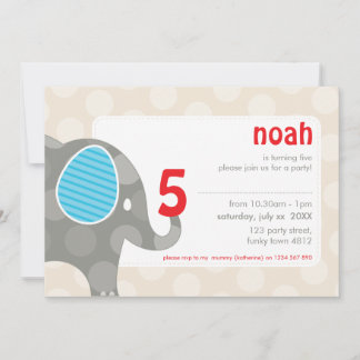 BIRTHDAY PARTY ERSUCHT: Elefant + Nummer 4L Einladung