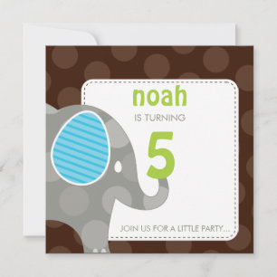BIRTHDAY PARTY ERSUCHT: Elefant + Nummer 7SQ Einladung