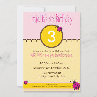 BIRTHDAY PARTY ERSUCHT: ladybird 1P Einladung
