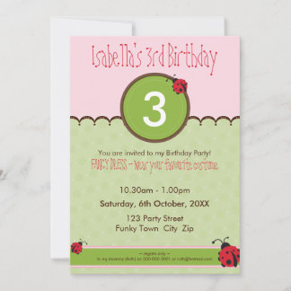 BIRTHDAY PARTY ERSUCHT: Ladybird 4P Einladung