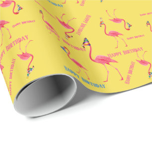 Birthday Party Flamingos Paper Geschenkpapier