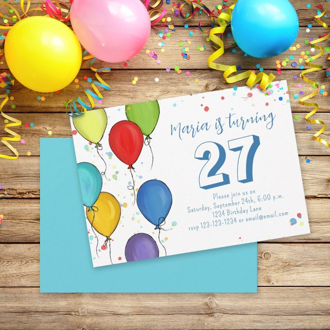 Birthday Party Fun Celebration Balloons Confetti Einladung (Von Creator hochgeladen)