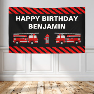 Birthday Party für Feuerwehrfahrzeuge Banner