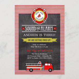 Birthday Party für Feuerwehrfahrzeuge Einladung