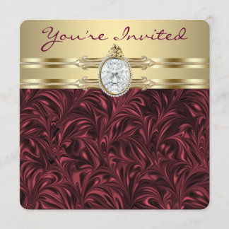 Birthday Party für Frauen Burgund Wein und Gold Einladung