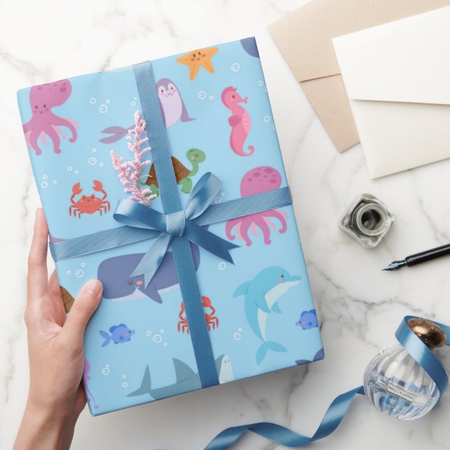 Birthday Party für Meerestiere Geschenkpapier (Schenken)