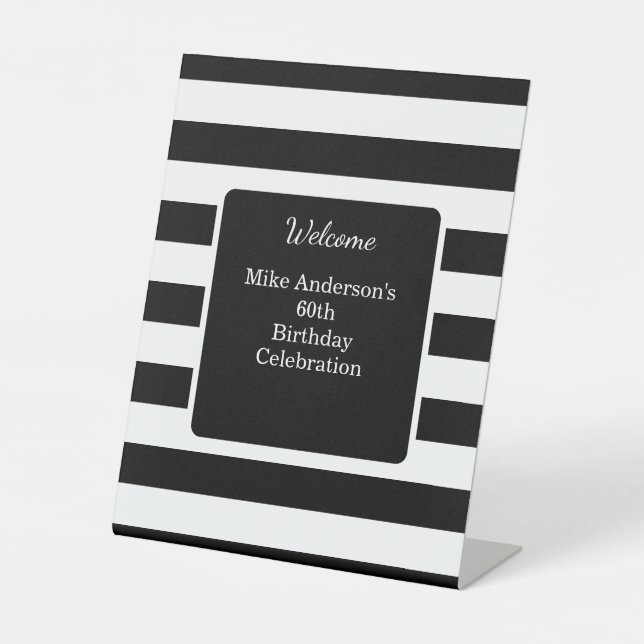 Birthday Party für Schwarze und Weiße Mans Sockelschild (Vorderseite)