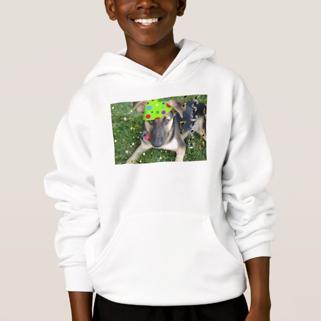 Birthday Party German Shepherd Hoodie (Vorderseite)