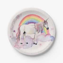 Birthday Party Girl Rainbow Balloons Unicorn Pink Pappteller