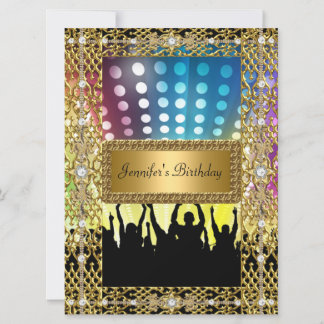 Birthday Party Gold Black Disco Jedes Alter Einladung