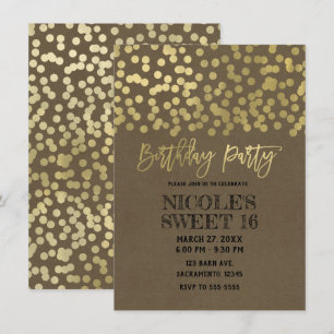 Birthday Party Gold Foil Moderne schicke, rustikal Einladung