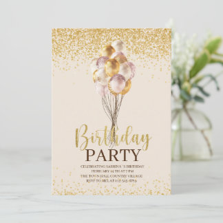 Birthday Party Gold und Black Personalisierte Einl Einladung