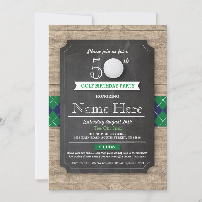 Birthday Party Golf Ball 40. 50. 60. Einladung (Vorderseite)