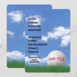 Birthday Party Golf Ball im Grass Einladung