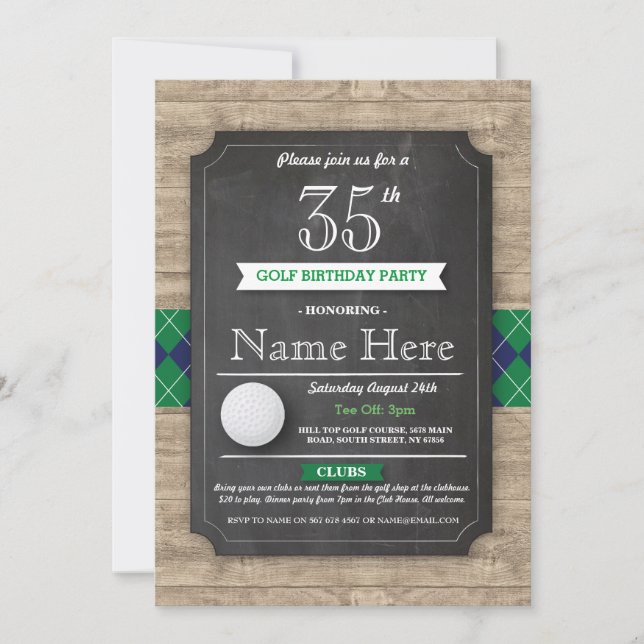 Birthday Party Golf Ball Jegliches Alter Golfspiel Einladung
