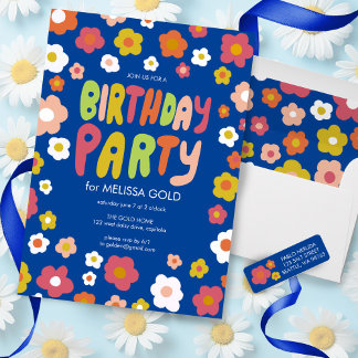 BIRTHDAY PARTY Groovy Daisies Floral CUSTOM Einladung