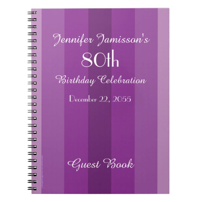 Birthday Party Guest Book Lila Spiral Notebook Notizblock (Vorderseite)