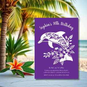 Birthday Party-Hawaiian Dolphin Tropical Blume Einladung