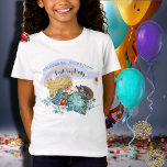 Birthday Party im Blauen Wald T-Shirt<br><div class="desc">Wirf eine Geburtstagsfeier für dein kleines Mädchen mit diesem skurrilen Blumenwald-Thema Birthday Design. Hier gibt es ein kleines Mädchen, Igel, Blume und einen Ladybug auf blauer Basis, der dem Blumenwald-Geburtstagsgeschmacksmuster entspricht. Nutzen Sie diesen T - Shirt als Geschenk für Kinder, um die Geburtstagsparty, Ihr Geburtstagsmädchen zu besuchen, oder aktualisieren Sie...</div>