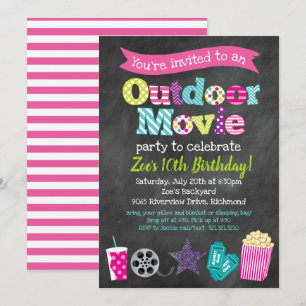 Birthday Party im Freien (Mädchen) - Chalkboard Einladung